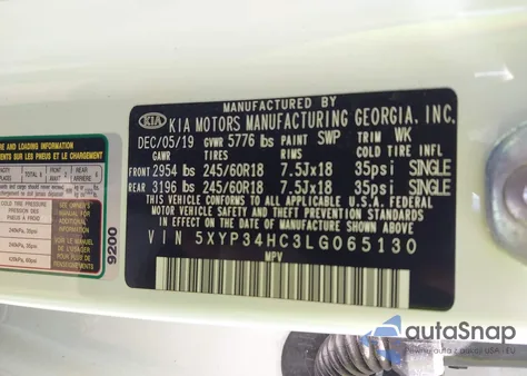 2020 Kia Telluride Ex из США, поврежденный, VIN 5XYP34HC3LG065130